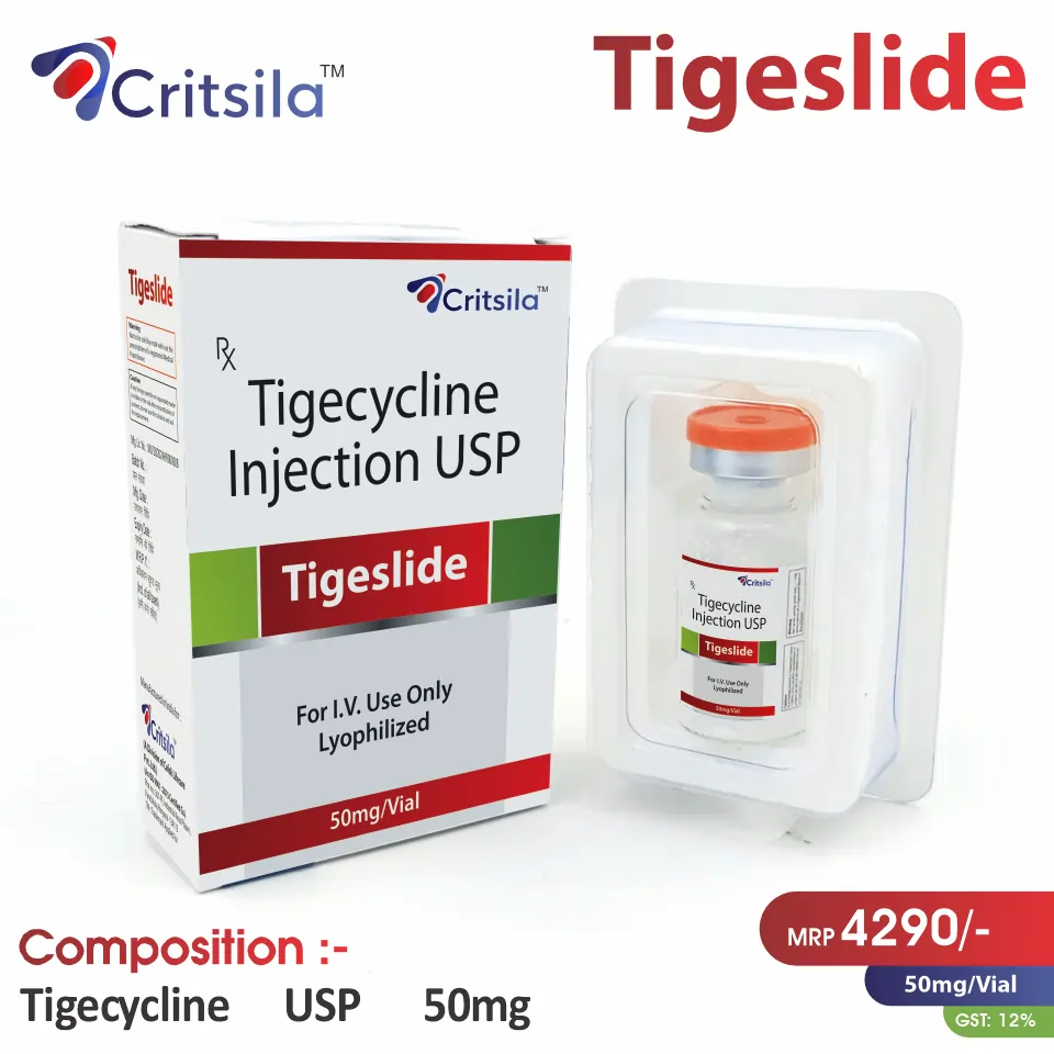 Tigecycline 50mg Injection at the best price in PCD Pharma Franchise for bacterial infection treatment in Pune.